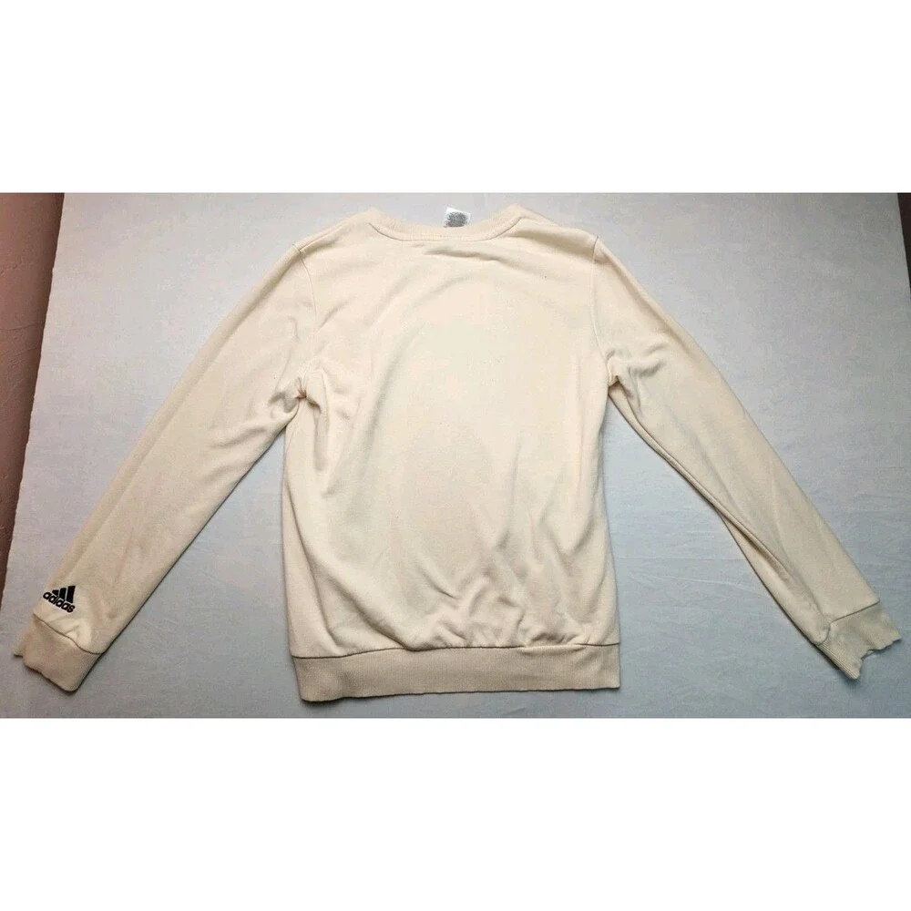 Adidas Sweater Men Medium Ivory Crewneck Preppy Atheisure Sporty Street Wear Top